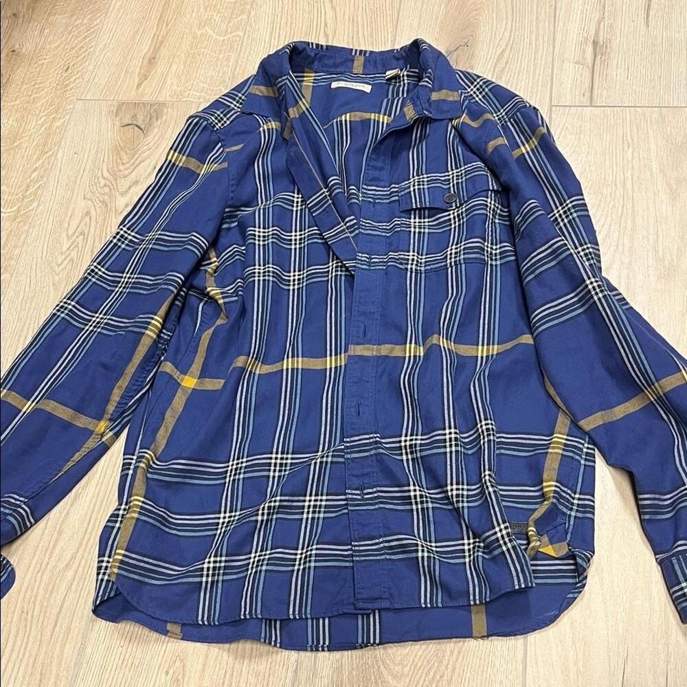 Burberry Blue and Yellow Plaid Casual Button Down Shirt